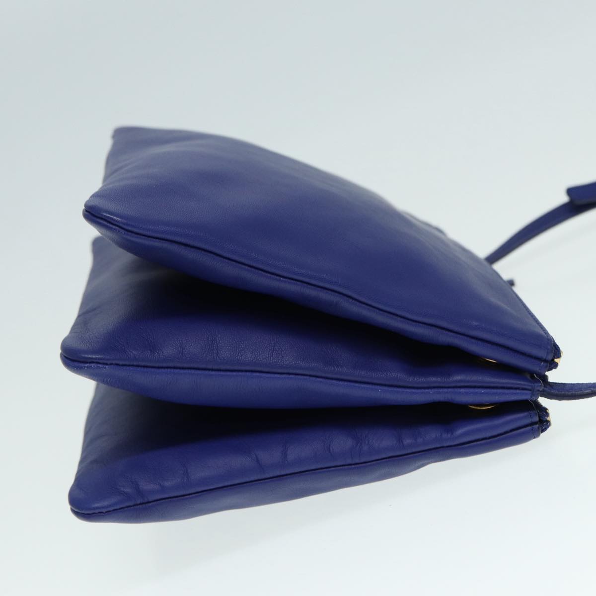 Céline Trio, Blue, Leather, shoulder