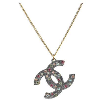Chanel CC Pendant Multicolor Crystal Embellished Metal, Multicolour, Metal, Necklace