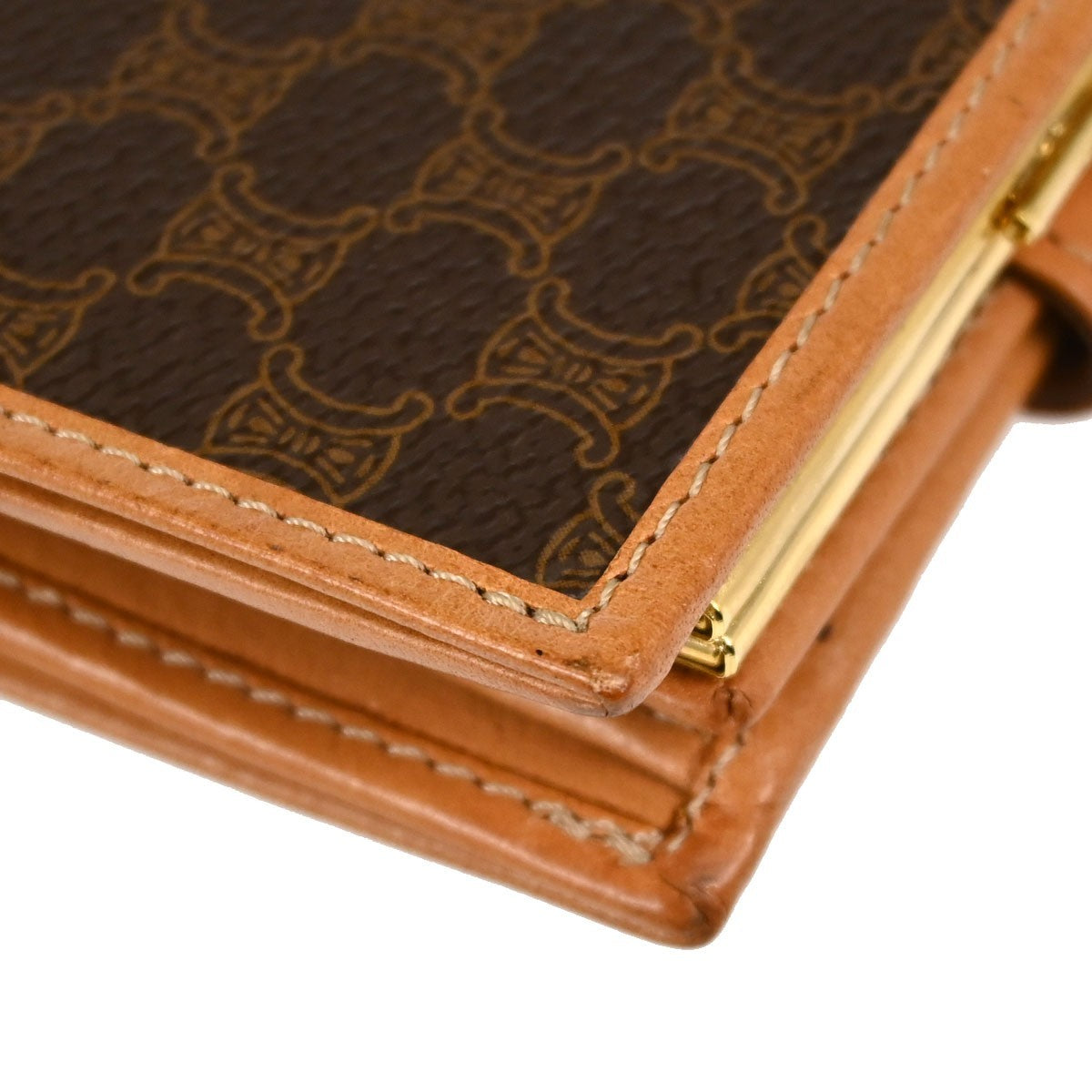 Celine Bifold Triomphe Coated Canvas, Brown, PVC, Wallet
