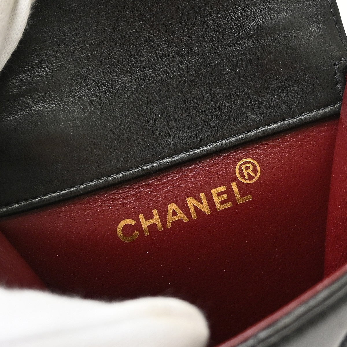 Chanel Vintage Button Waist Bag Quilted Lambskin, Black, Leather, Clutch