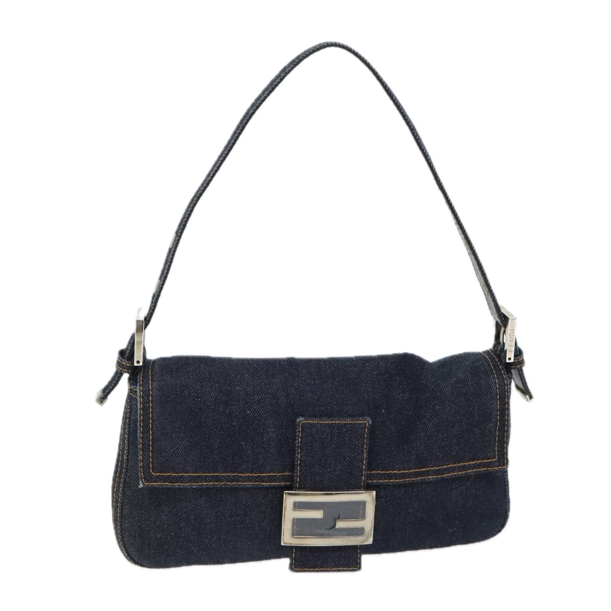 Fendi Mamma Baguette, Navy, Denim - Jeans, shoulder