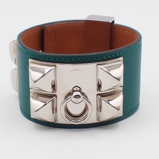 Hermes Collier de Chien Leather, Green, Leather, Bracelet