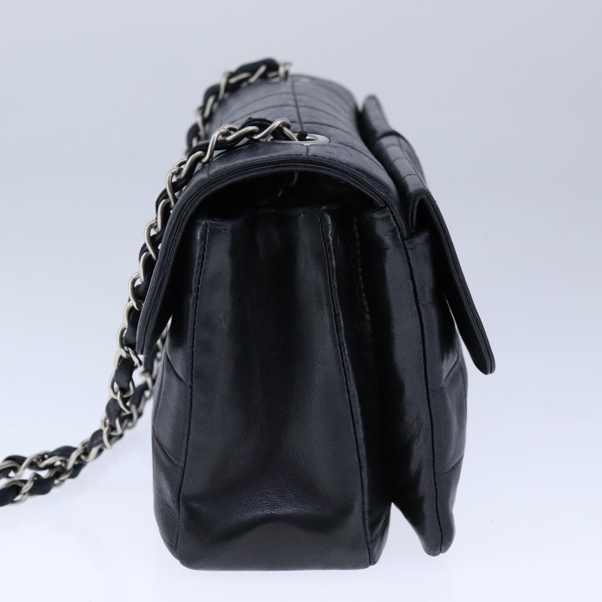 Chanel Chocolate bar, Black, Leather, shoulder