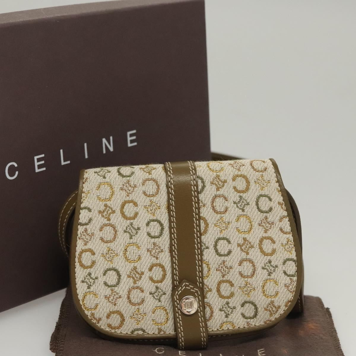 Celine Vintage Shoulder Bag Canvas, Khaki, Canvas, Shoulder Bag