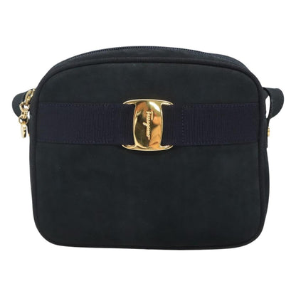 Salvatore Ferragamo Vara Bow camera Suede, Navy, Suede, Shoulder Bag