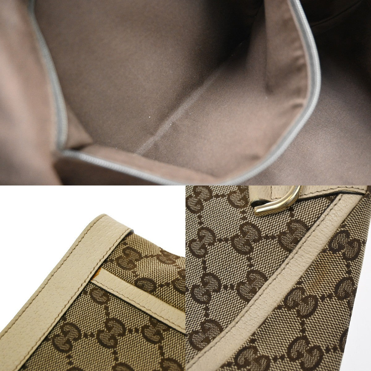 Gucci Abbey D- GG Canvas with Leather, Brown, Canvas, Tote Bag