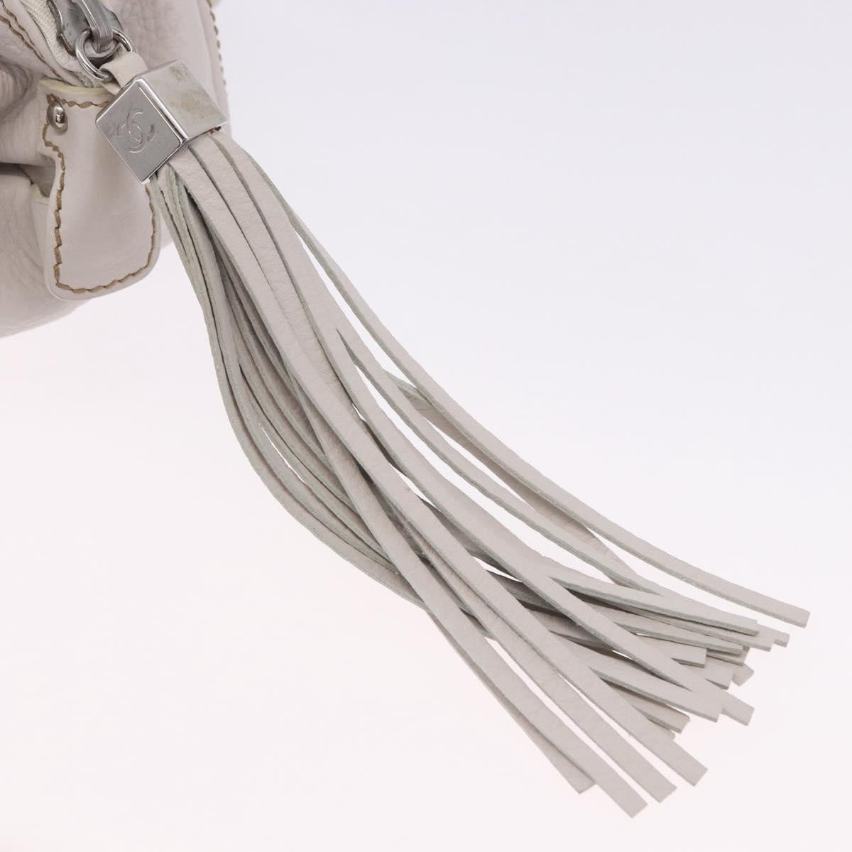 Chanel Lax Tassel Pebbled Leather, White, Leather, Handbag