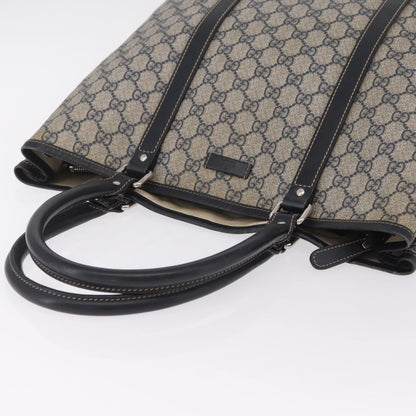 Gucci Open Tote GG Canvas and Leather, Navy, Canvas, Handbag