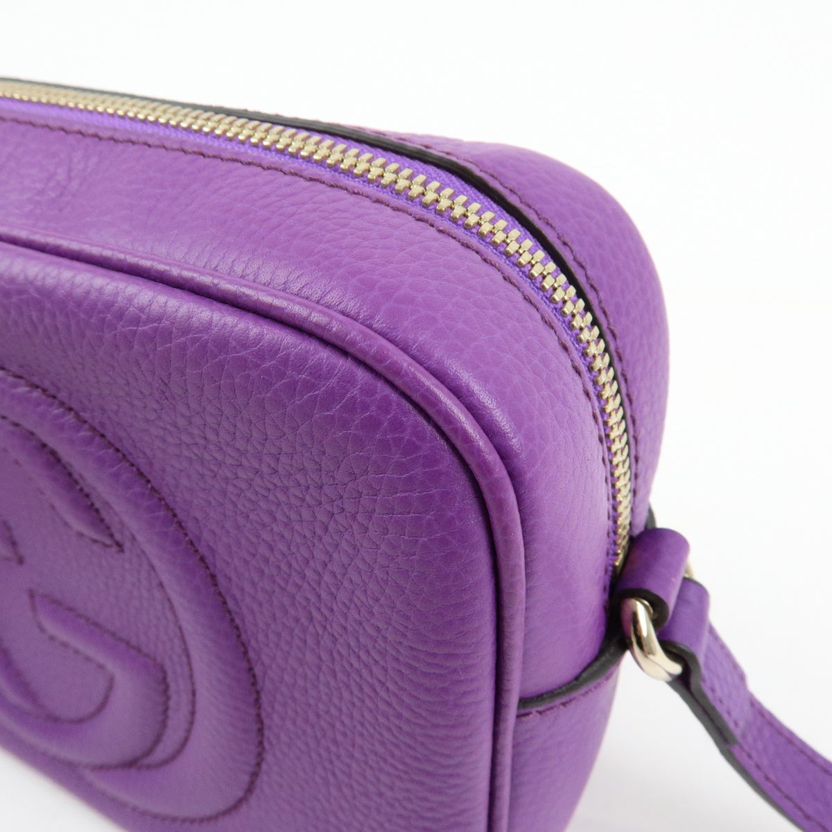 Gucci Soho Disco Leather, Purple, Leather, Crossbody Bag