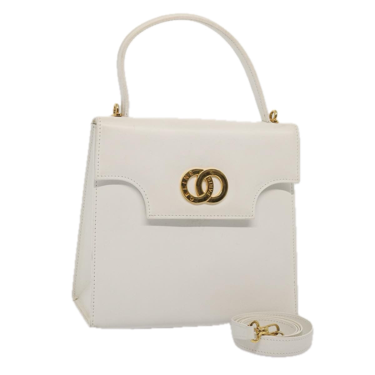 Céline -, White, Leather, handbag