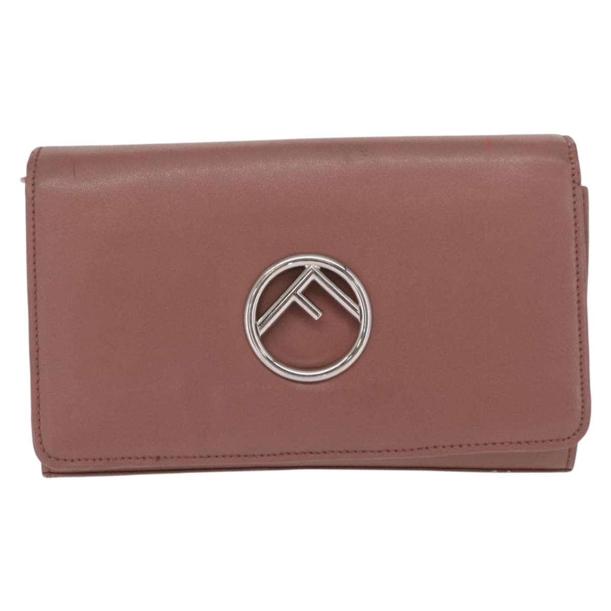 Fendi F is Fendi Wallet on Chain Leather, Pink, Leather, Shoulder Bag