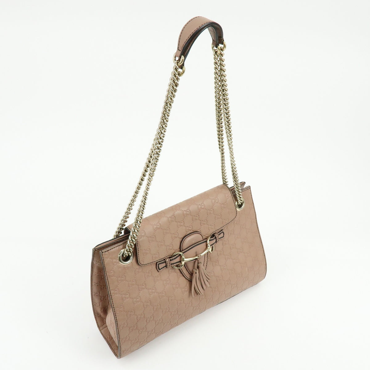 Gucci Emily Chain Flap Guccissima Leather, Pink, Leather, Handbag