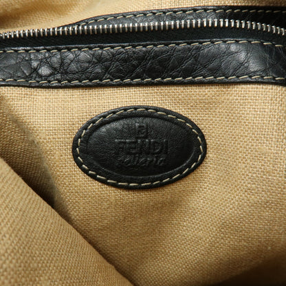Fendi Vintage Selleria Zip Messenger Leather, Black, Leather, Handbag