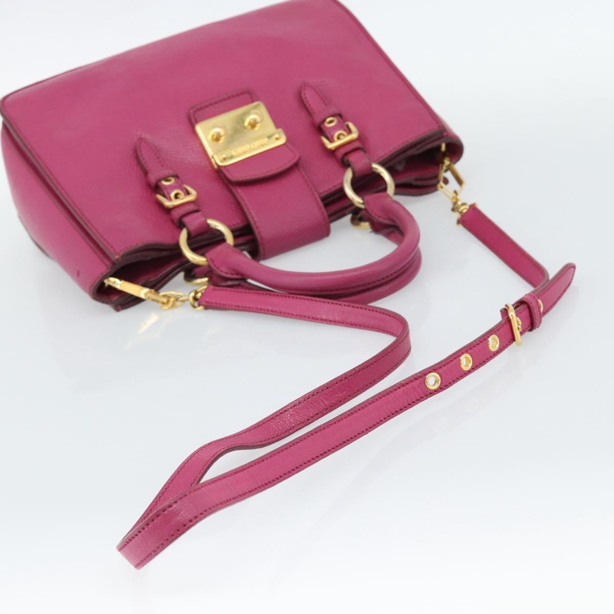 Miu Miu Madras Convertible Lock Leather, Pink, Leather, Tote Bag
