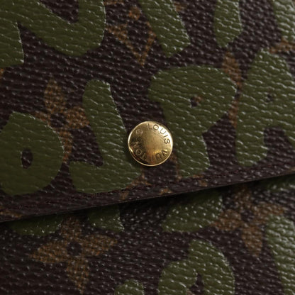 Louis Vuitton Porte Monnaie Credit, Khaki, Canvas, wallet