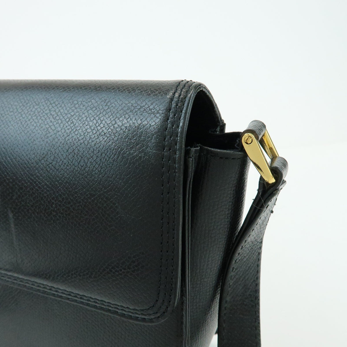 Valentino Garavani VLogo Flap Leather, Black, Leather, Shoulder Bag