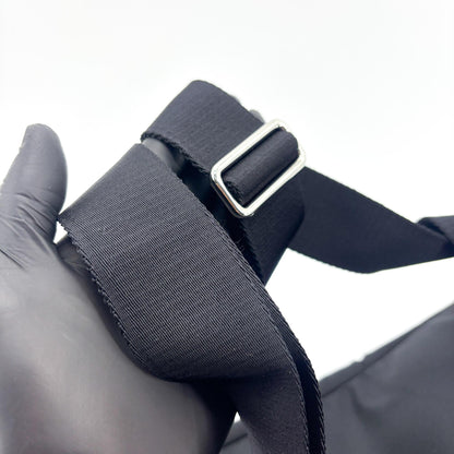 Prada Triangle Zip Sling Re-Nylon with Leather, Black, Nylon, Backpack