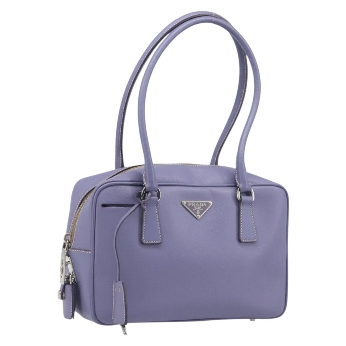 Prada Bauletto Saffiano, Purple, Leather, Handbag