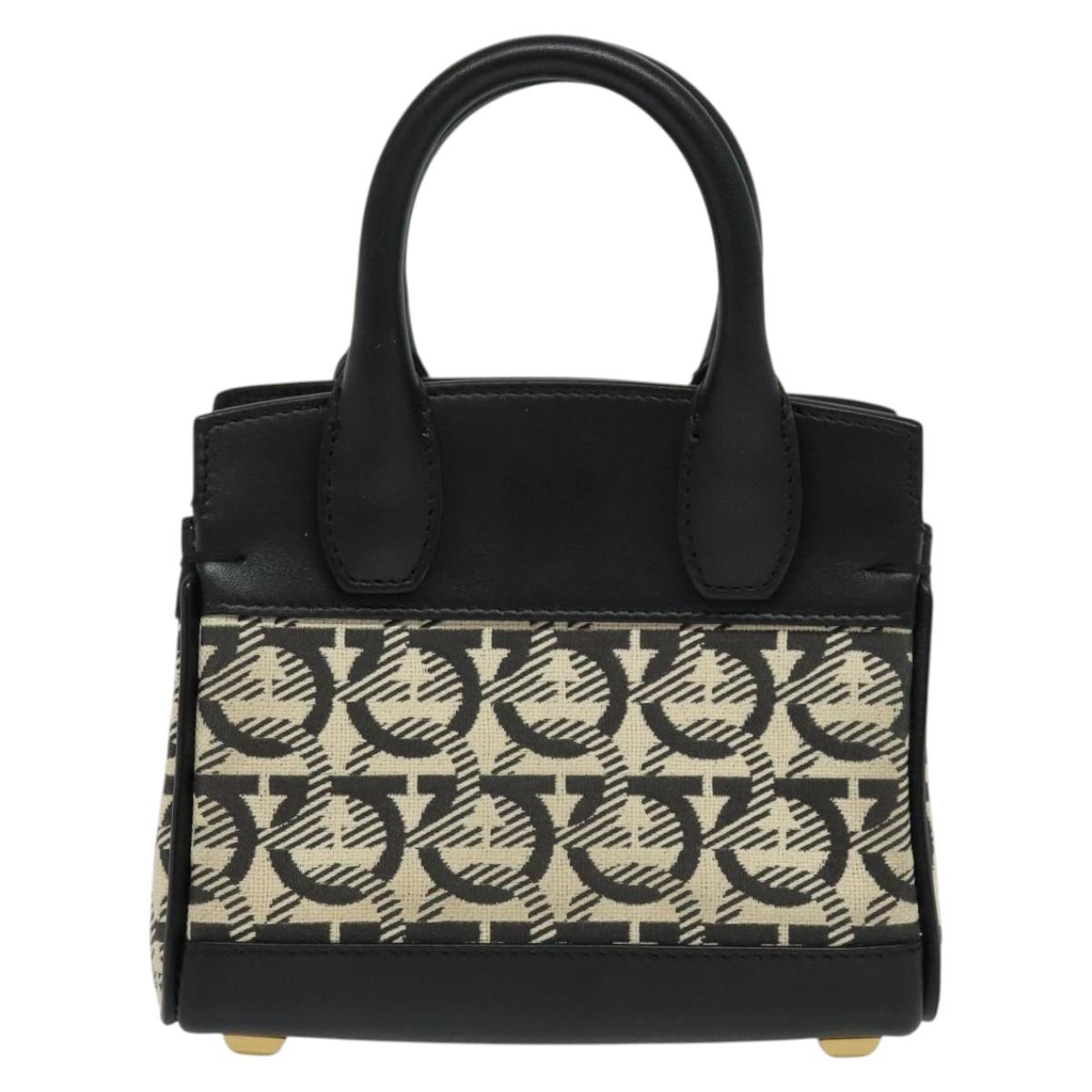 Salvatore Ferragamo Gancini, Black, Leather, handbag