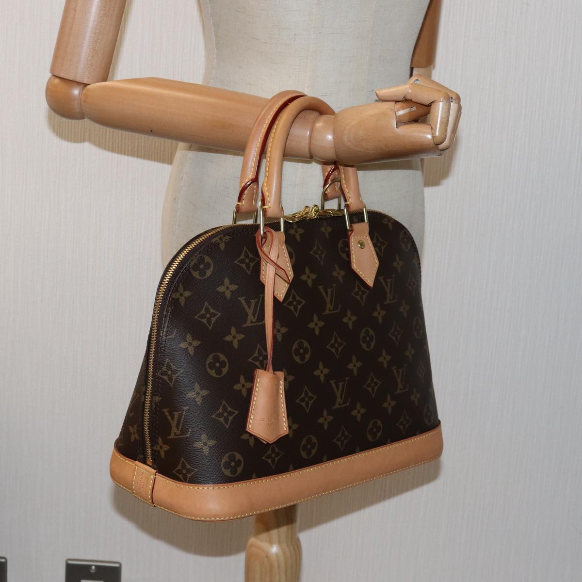 Louis Vuitton Alma, Brown, Canvas, handbag