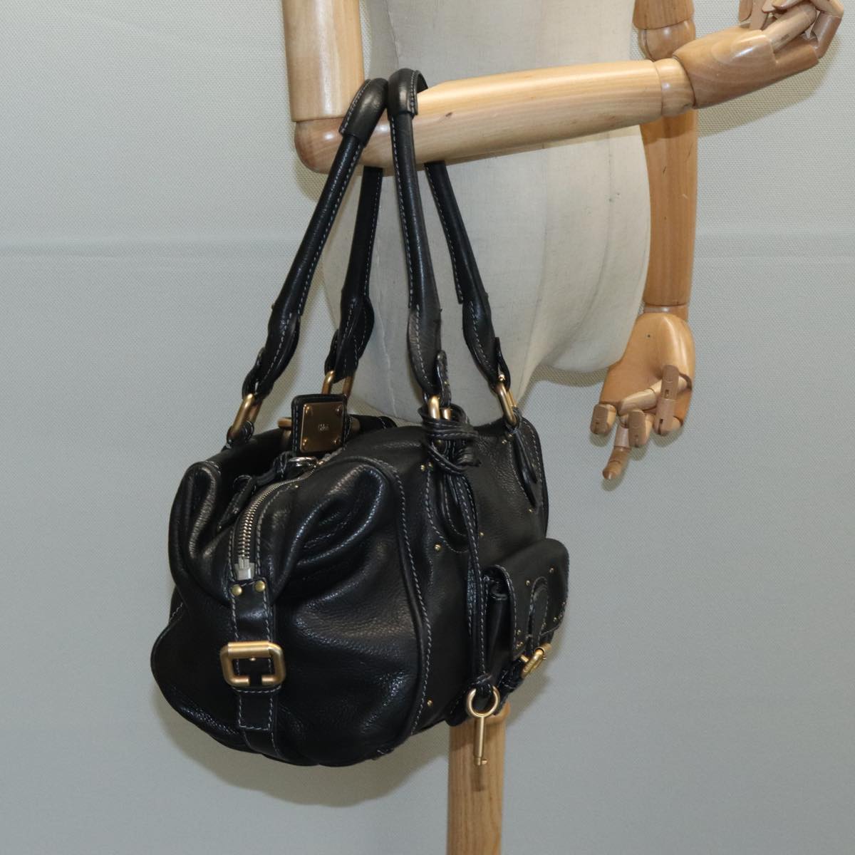 Chloé Paddington, Black, Leather, handbag