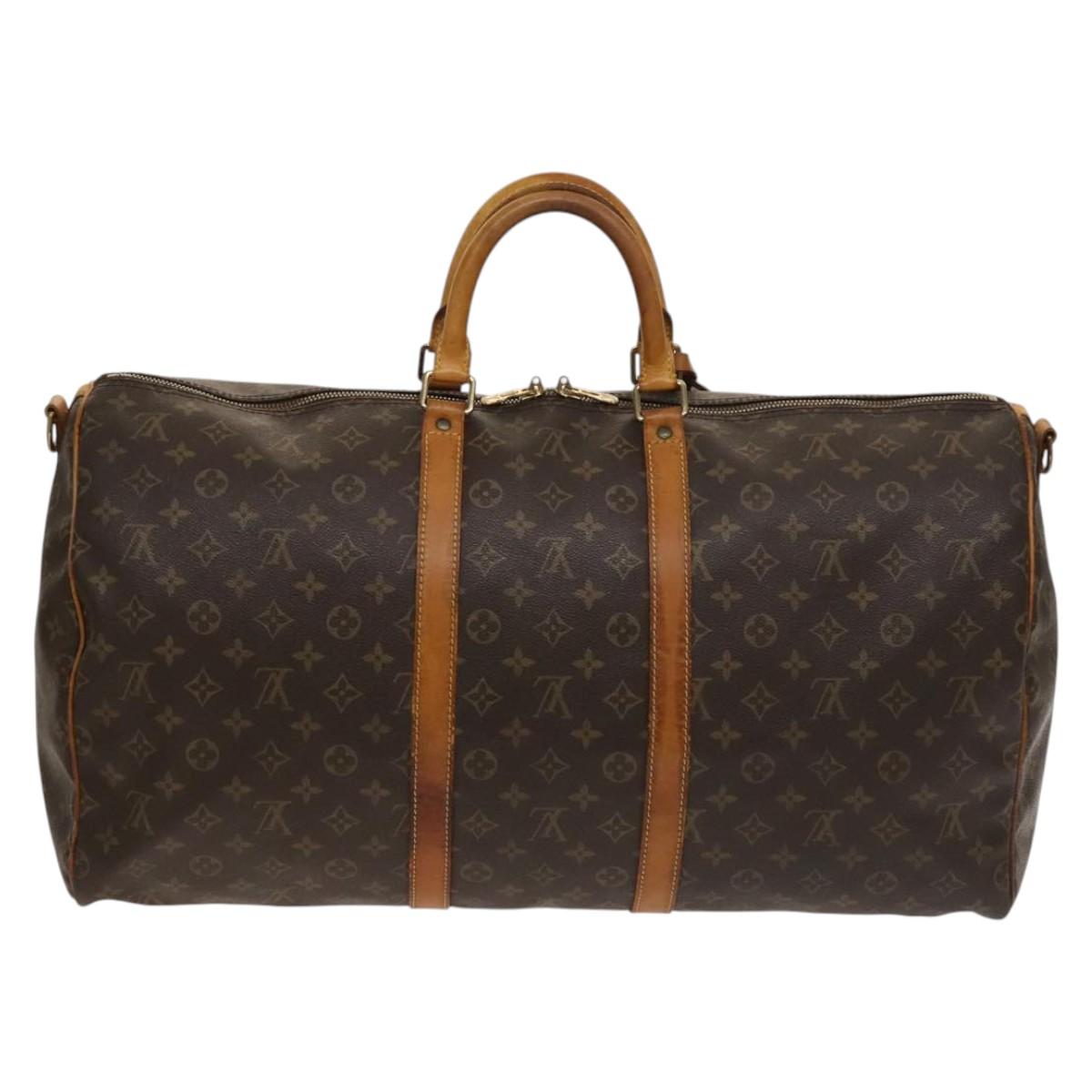 Louis Vuitton Keepall Bandouliere 55, Black, Canvas, travel