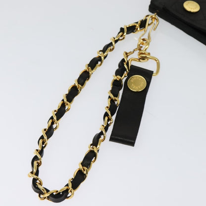 Chanel Wallet On Chain, Black, Leather, wallet