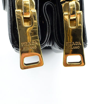 Prada Double Zip Diagramme Quilted Leather, Black, Leather, Tote Bag