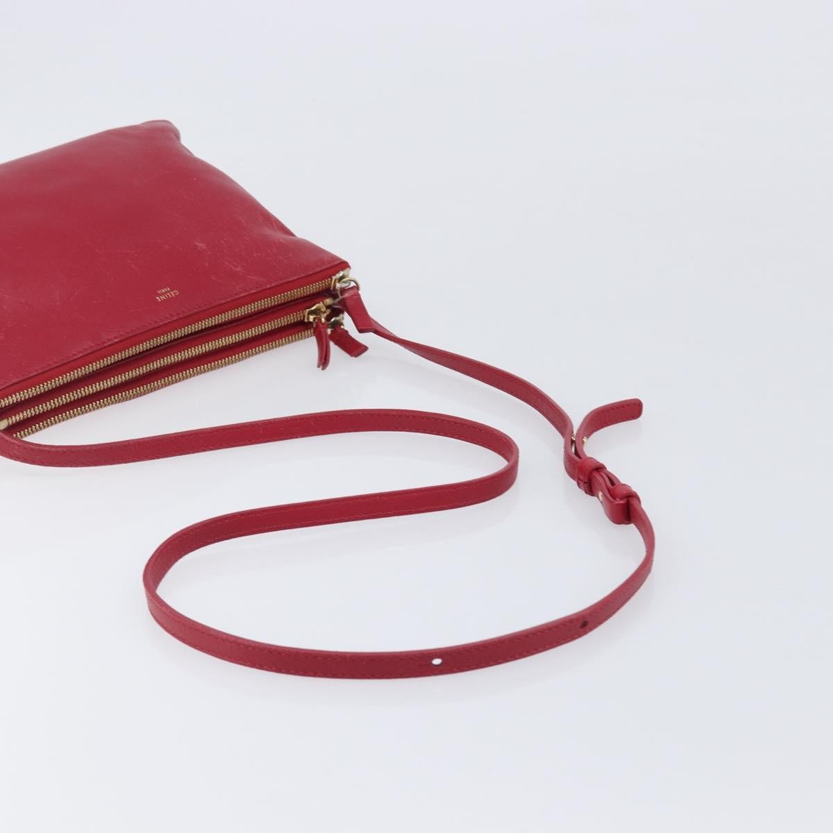 Celine Trio Leather, Red, Leather, Crossbody Bag