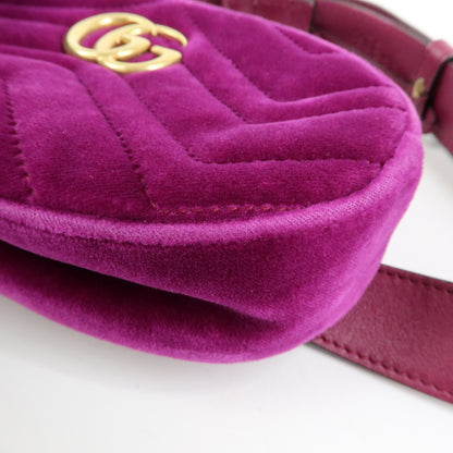 Gucci GG Marmont Belt Matelasse Velvet, Purple, Velvet, Handbag
