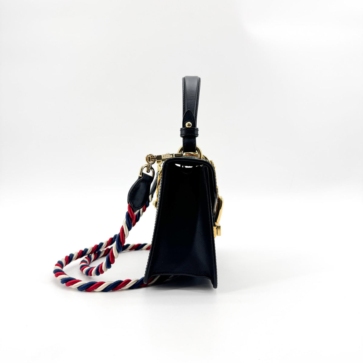 Gucci Sylvie Top Handle Leather, Black, Leather, Handbag