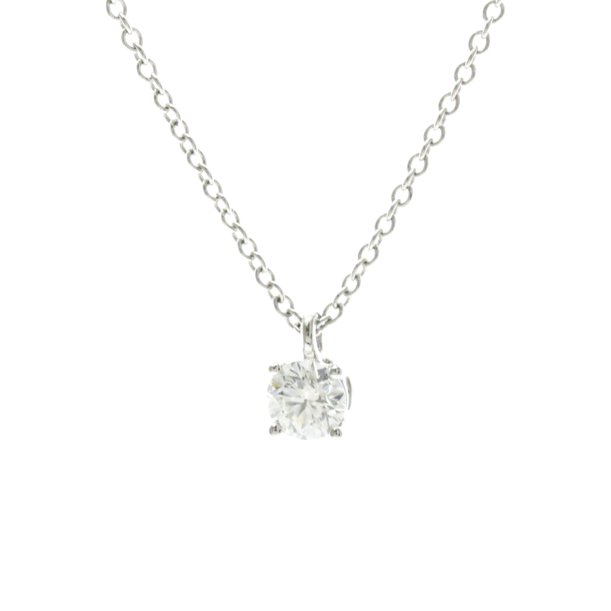 Tiffany & Co. Solitaire Pendant Platinum with Emerald Cut Diamond, Silver, Platinum, Necklace