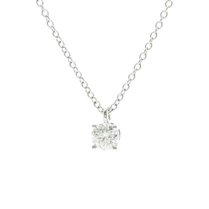 Tiffany & Co. Solitaire Pendant Platinum with Emerald Cut Diamond, Silver, Platinum, Necklace