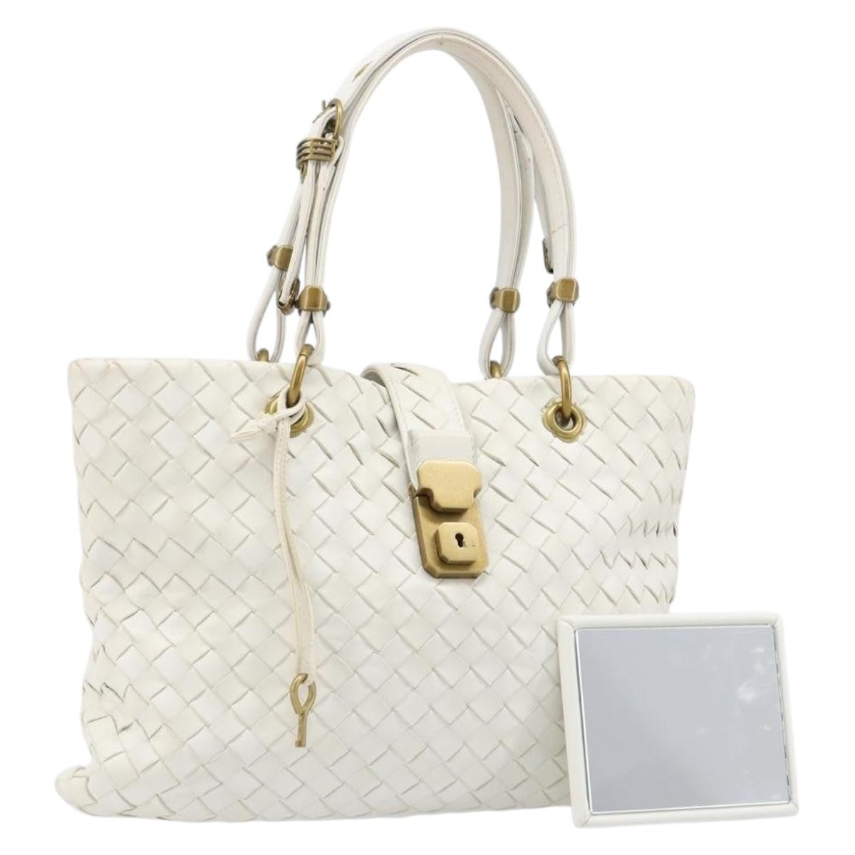 Bottega Veneta Capri Tote Intrecciato Nappa, White, Leather, Tote Bag