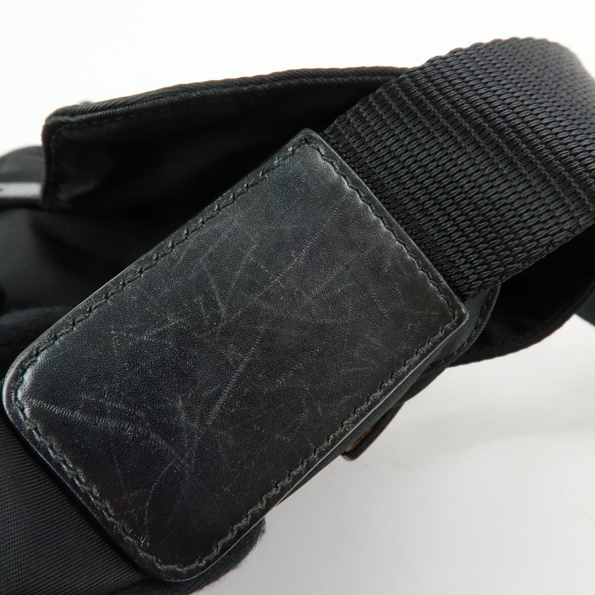 Prada Zip Buckle Messenger Tessuto, Black, Nylon, Handbag