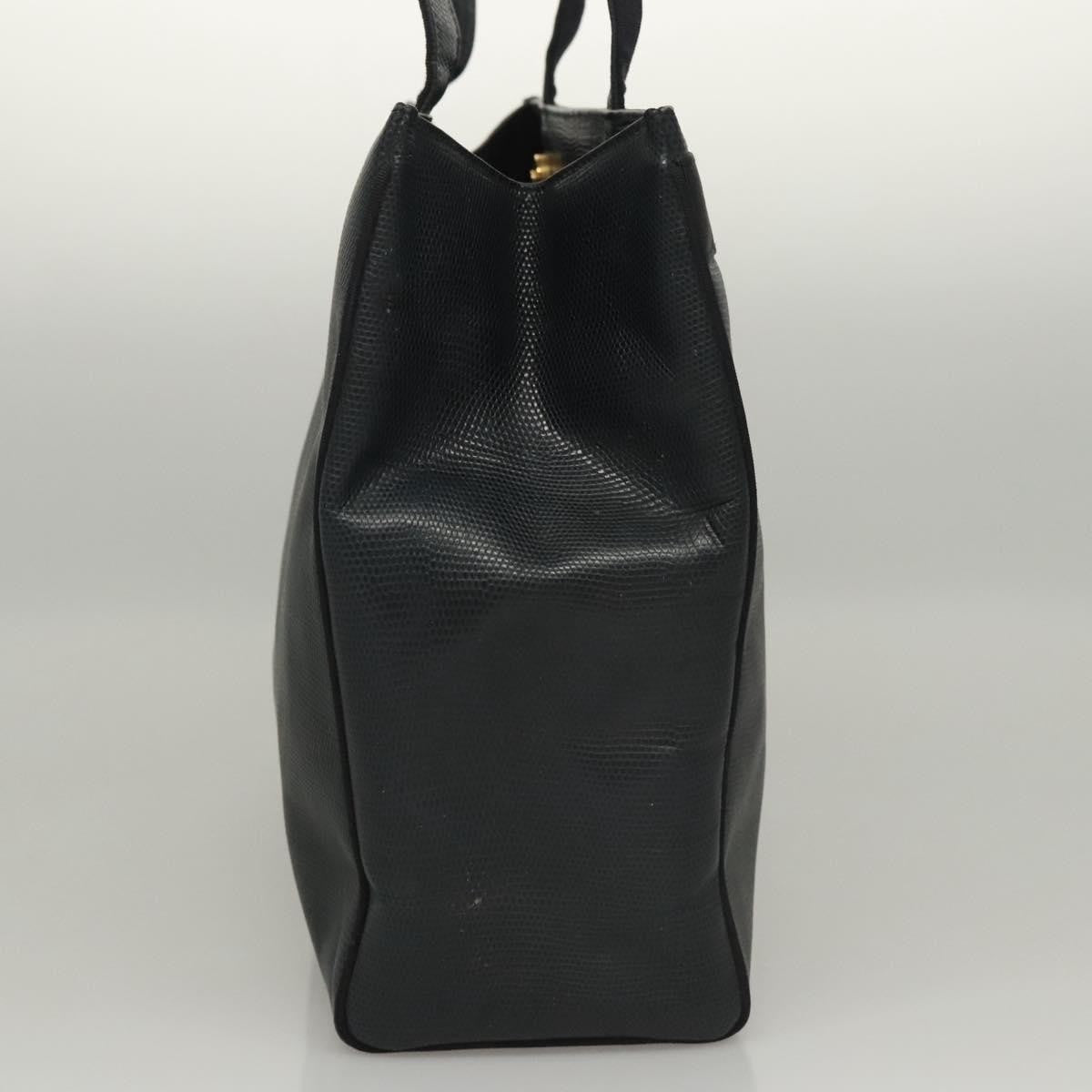 Salvatore Ferragamo Vintage Vara Bow Tote Lizard Embossed Leather, Navy, Leather, Tote Bag