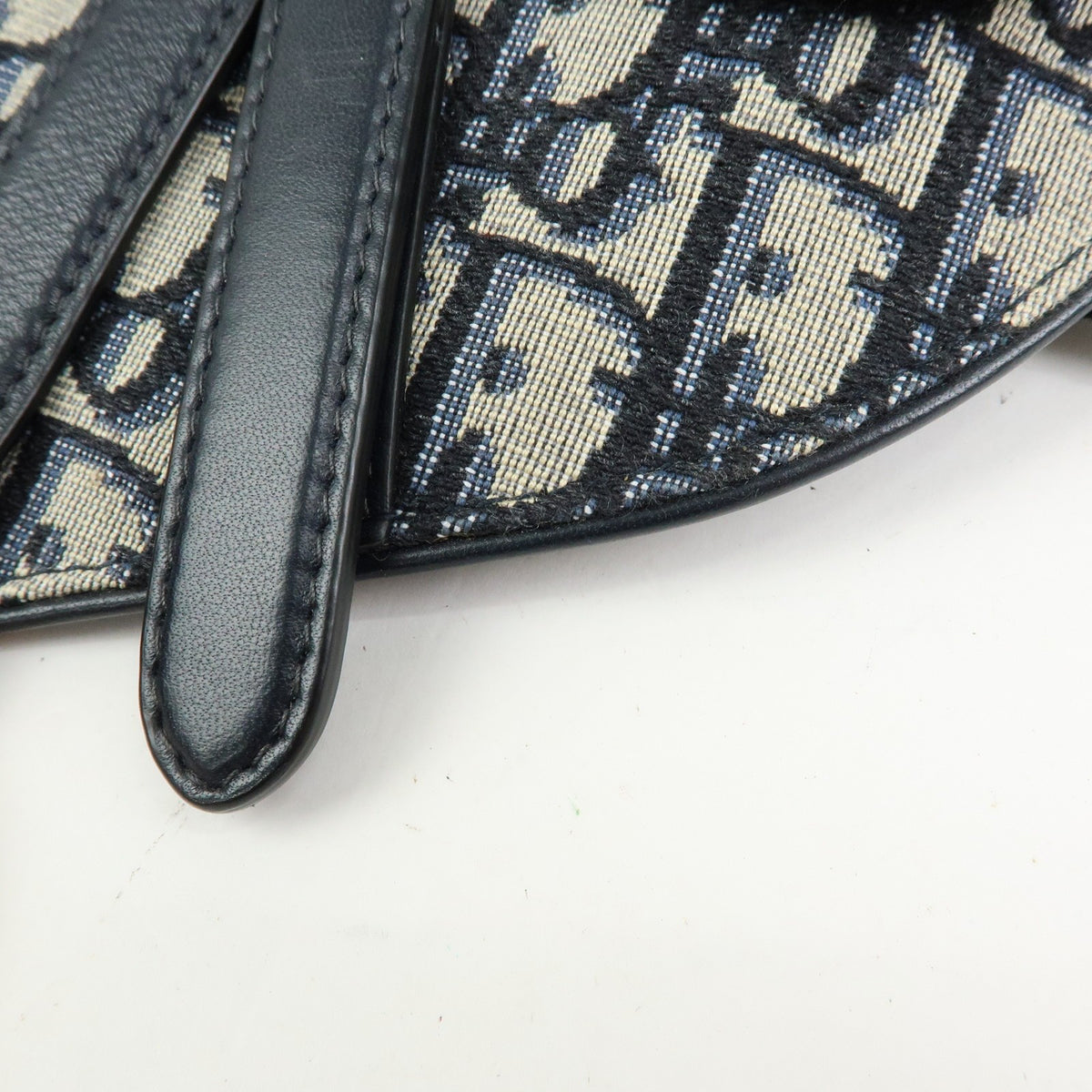 Christian Dior Saddle Belt Oblique Canvas, Navy, Canvas, Handbag