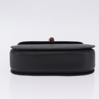 Gucci Vintage Convertible Bamboo Top Handle Leather, Black, Leather, Handbag