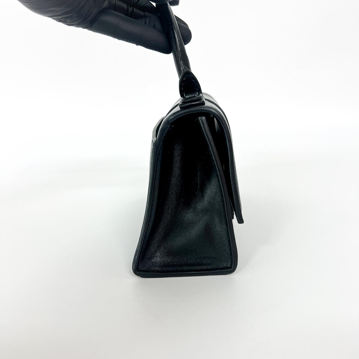 Balenciaga Hourglass Top Handle Leather with Crystals, Black, Leather, Handbag