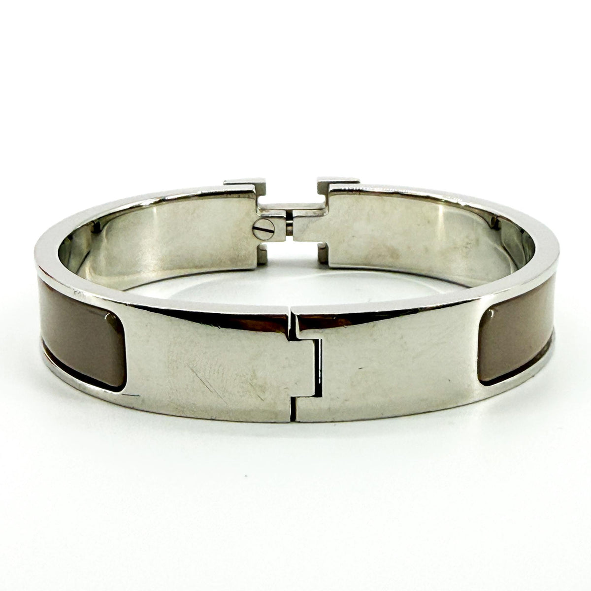 Hermes Clic H Enamel, Brown, Silver, Bracelet