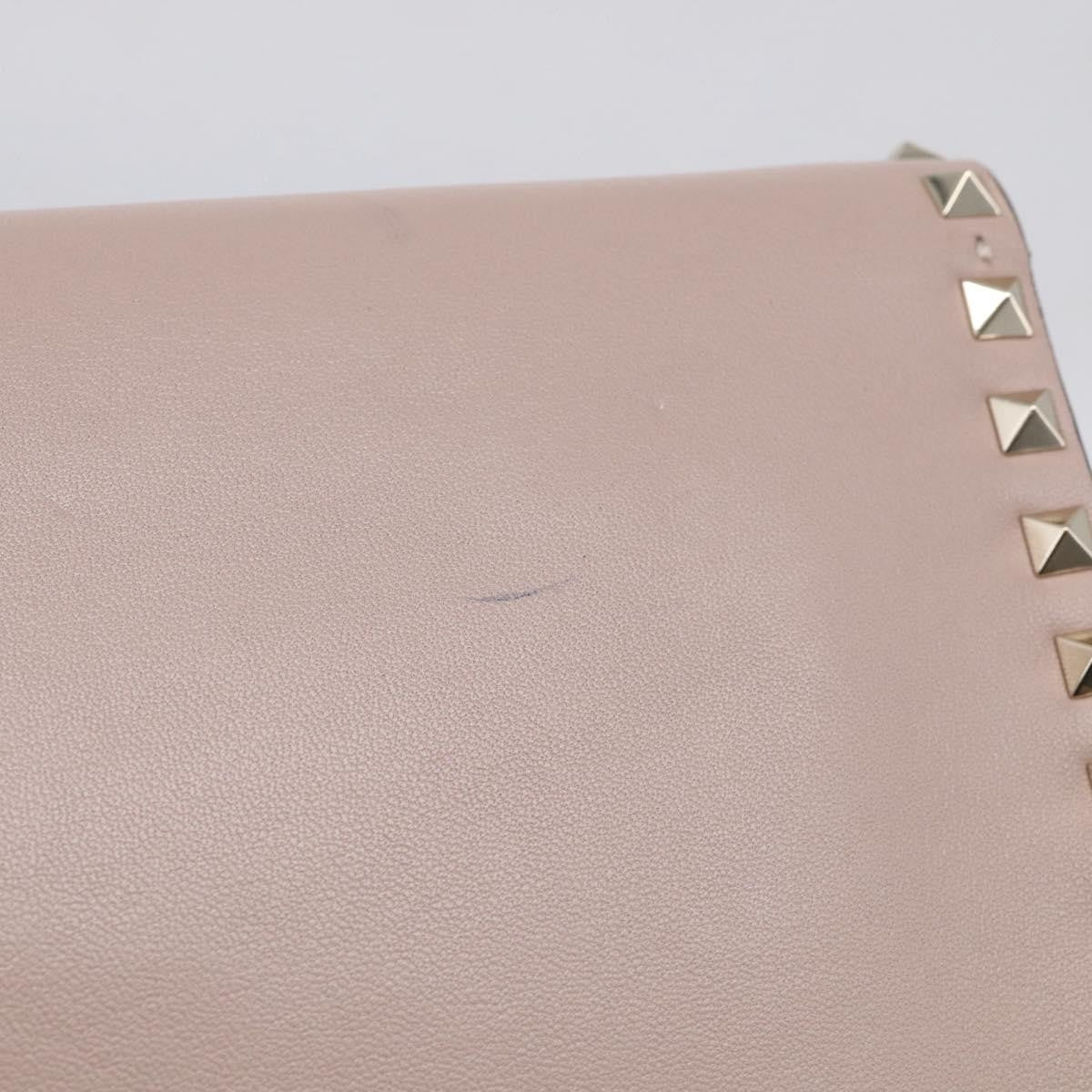 Valentino Garavani Rockstud Flap Clutch Leather, Beige, Leather, Clutch