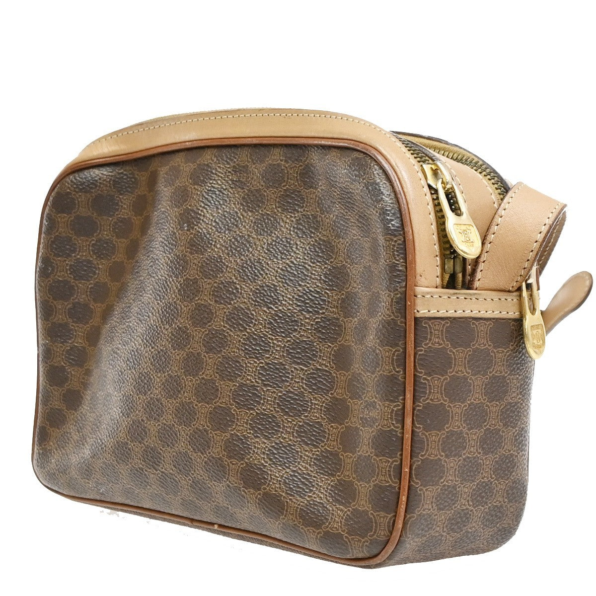 Celine Macadam Leather, Brown, PVC, Shoulder Bag
