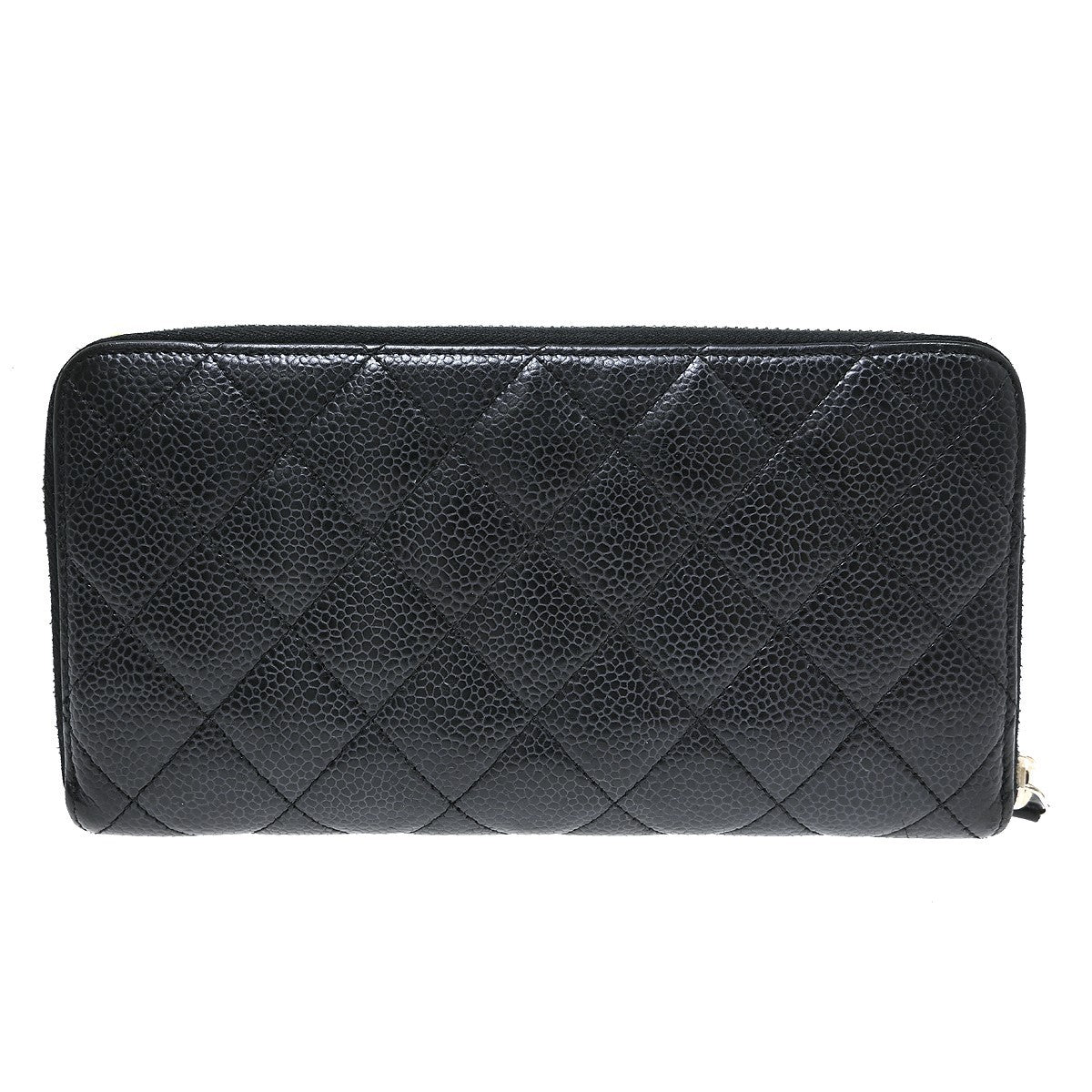 Chanel Zip Around Organizer Quilted Caviar, Black, Leather, Wallet