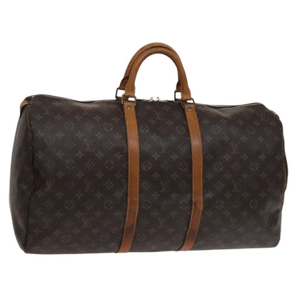 Louis Vuitton Keepall 55, Brown, Canvas, travel