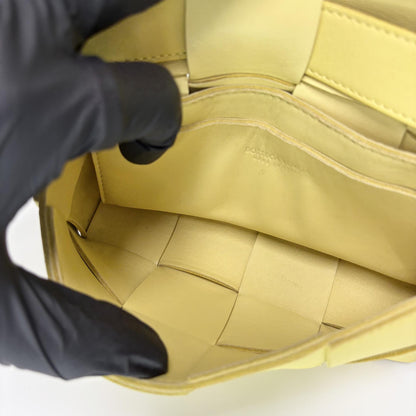 Bottega Veneta Fun Cassette Maxi Intrecciato Leather, Yellow, Leather, Crossbody Bag