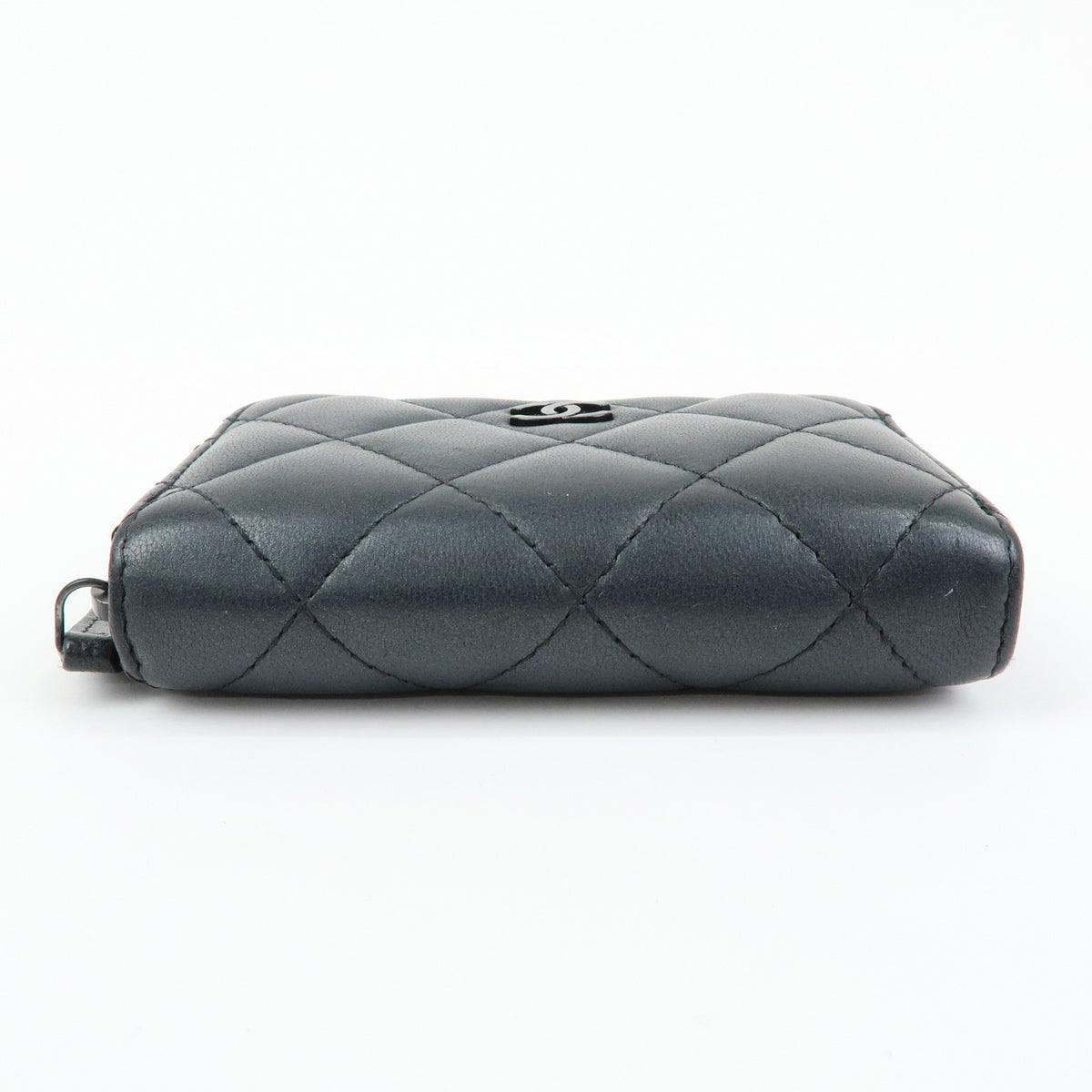 Chanel So Black CC Zip Coin Purse Quilted Lambskin, Black, Leather, Wallet