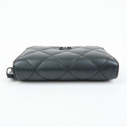 Chanel So Black CC Zip Coin Purse Quilted Lambskin, Black, Leather, Wallet