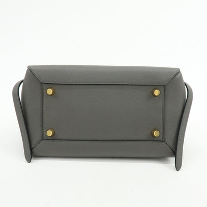 Celine Belt Textured Leather, Gray, Calfskin, Handbag