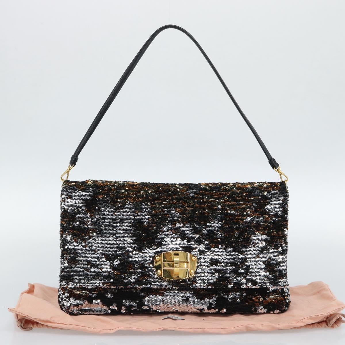 Miu Miu Belted Flap Turnlock Messenger Sequin Embellished Leather, Multicolour, Canvas, Crossbody Bag