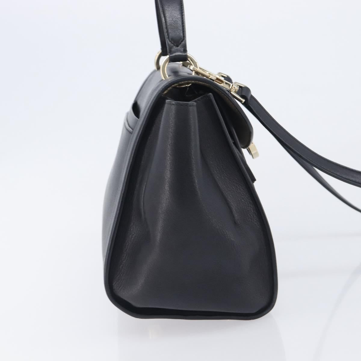 Salvatore Ferragamo Sofia Rainbow Saddle Leather, Black, Leather, Handbag